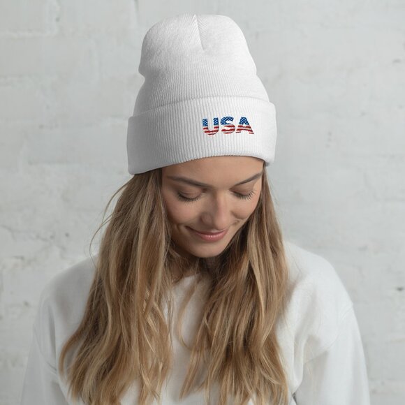 USA Embroidered Cuffed Beanie – Cozy Unisex beanie main image 7